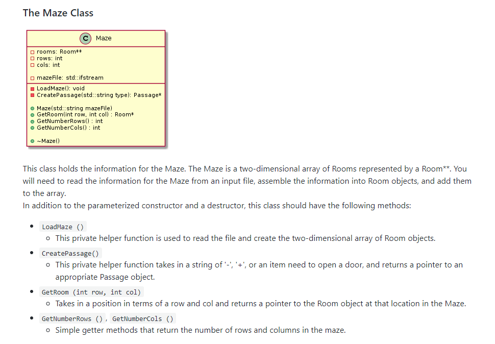 How can I write just The Maze class in C++?? I am | Chegg.com