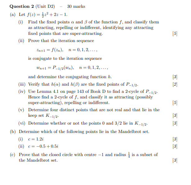 Question 2 (Unit D2) 30 marks (a) Let f(2)= 2² + 2z - | Chegg.com