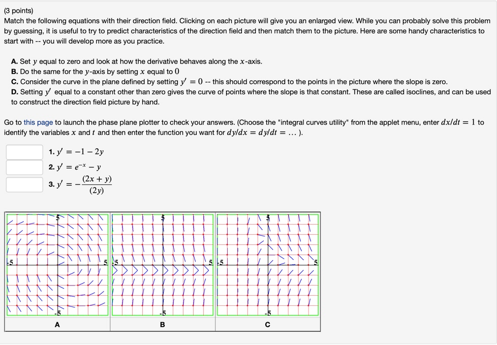 Solved (2 points) Match the following equations with their | Chegg.com