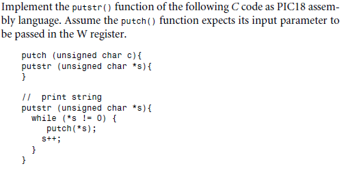 Implement the putstr() function of the following C | Chegg.com