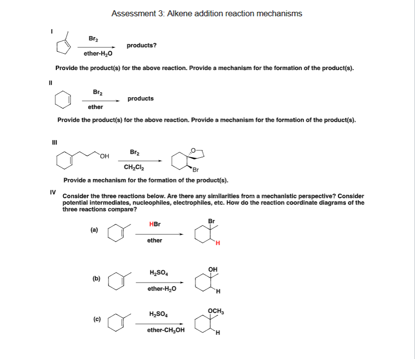 Solved Assessment 3: Alkene addition reaction mechanisms I | Chegg.com