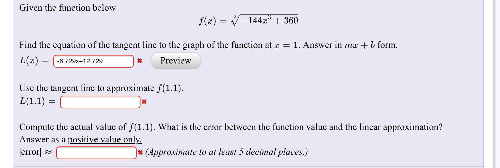 Solved Given The Function Below F X º 144x 360 1 Chegg Com