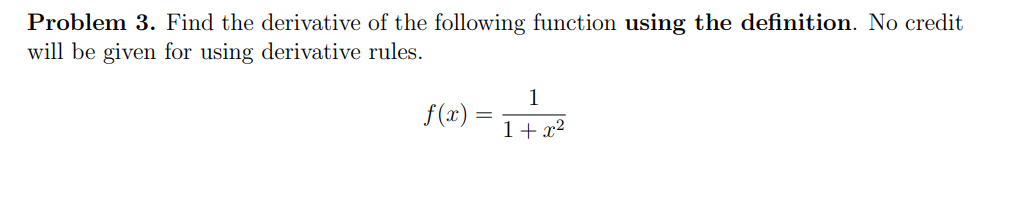 Solved Problem 3. Find the derivative of the following | Chegg.com