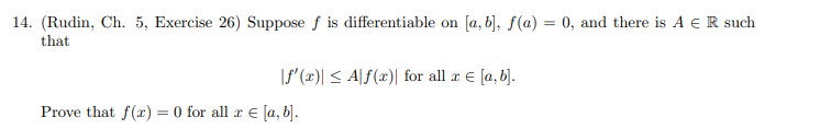Solved 14. (Rudin, Ch. 5, Exercise 26) Suppose f is | Chegg.com