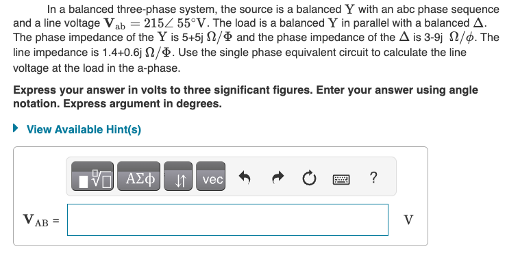 Solved In A Balanced Three-phase System, The Source Is A | Chegg.com