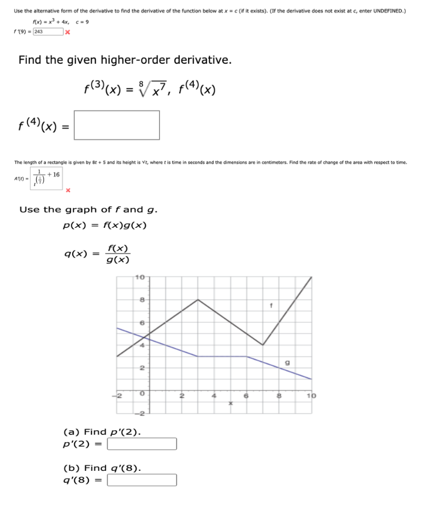 Solved Find The Derivative Of The Function Below At X C Chegg Com