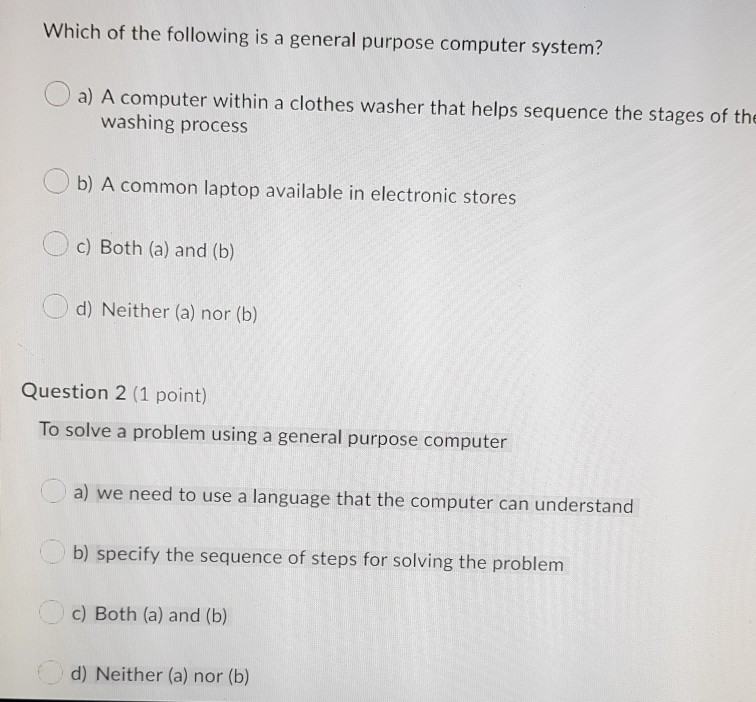 Solved Which of the following is a general purpose computer | Chegg.com