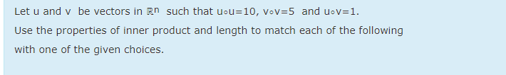 Solved Let u and v be vectors in Rn such that you=10, vov=5 | Chegg.com