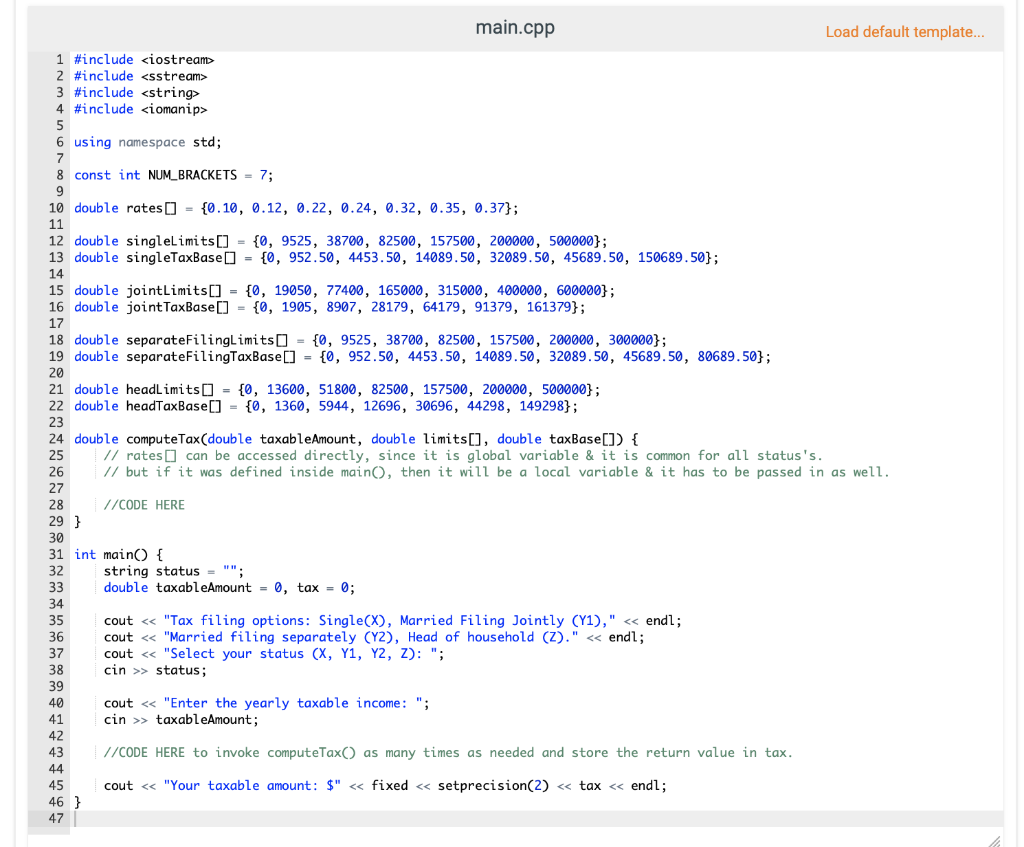 Solved 6.12 Tax Computation Review the following code to | Chegg.com