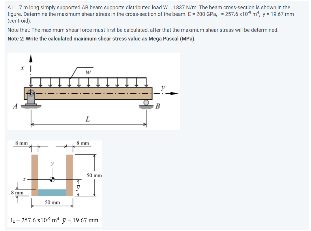 Solved AL =7 m long simply supported AB beam supports | Chegg.com