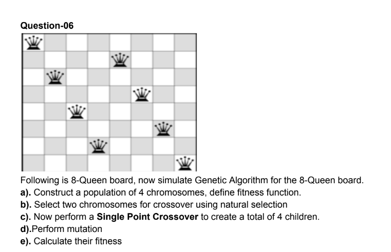 Solved Question-06Following is 8-Queen board, now simulate | Chegg.com