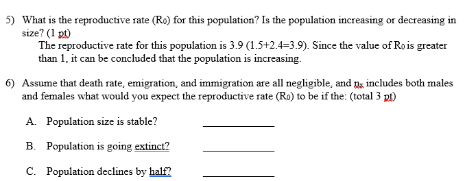 Fecundity Table Problem 4) Complete The Following | Chegg.com