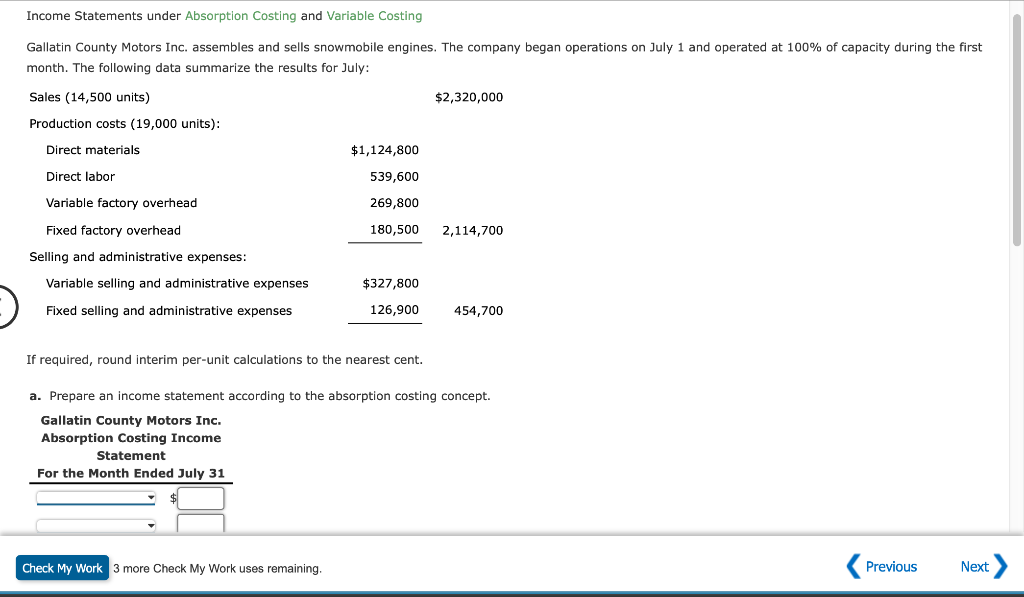 Solved Statements under Absorption Costing and