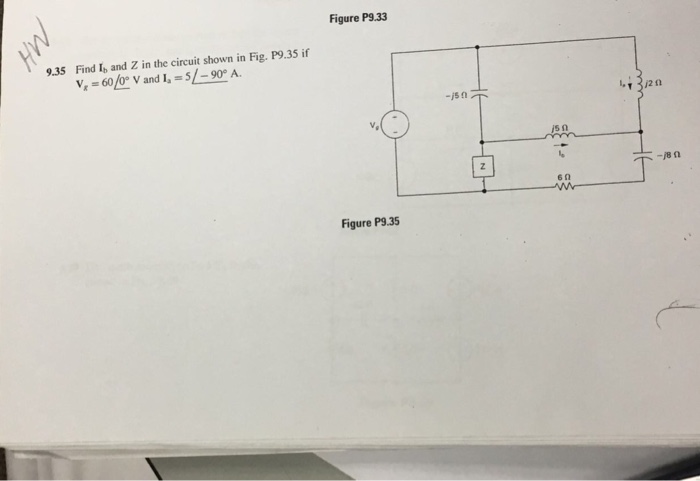 Solved Figure P9.33 9.35 Find I, and Z in the circuit shown | Chegg.com