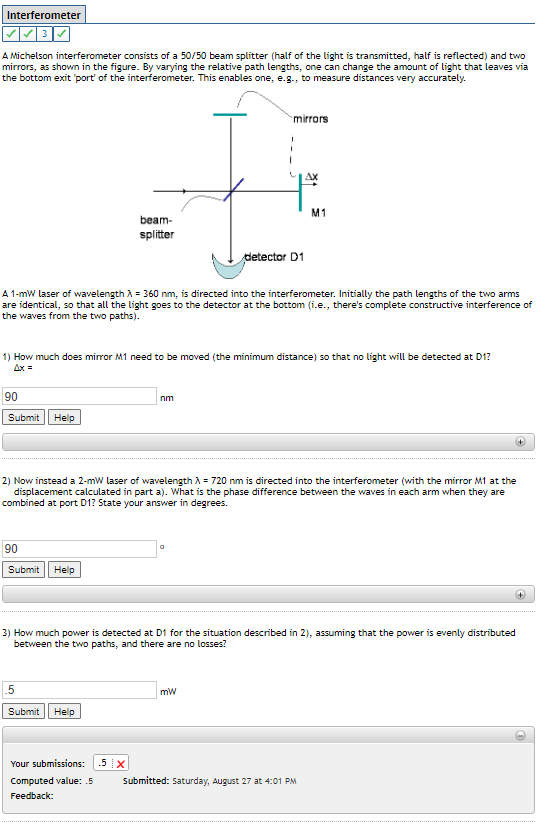 Solved A Michelson interferometer consists of a 50/50 beam | Chegg.com
