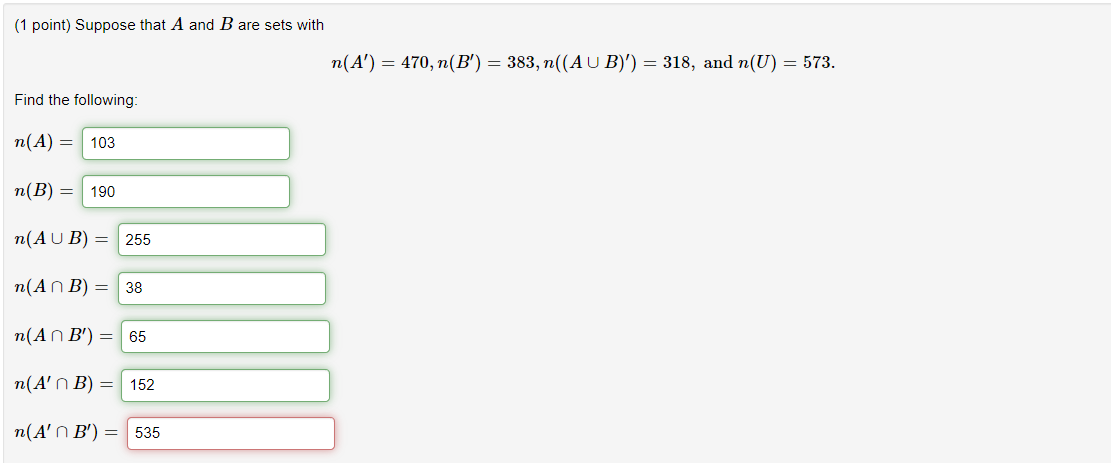 Solved (1 Point) Suppose That A And B Are Sets With | Chegg.com