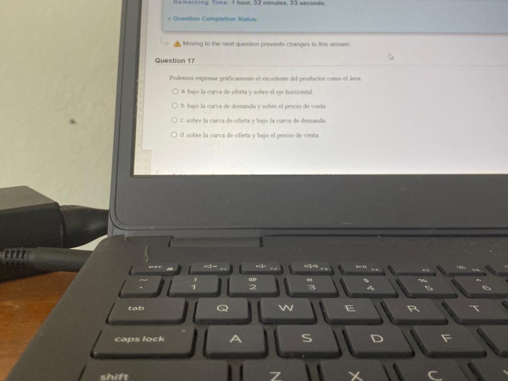 Remininind rime: 1 hour, 92 minutes, 33 secende. *. Question Completion sitatus at Moving to the nexd question prevents chang