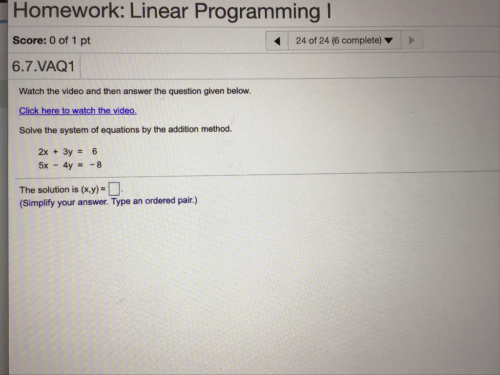 linear programming homework answers