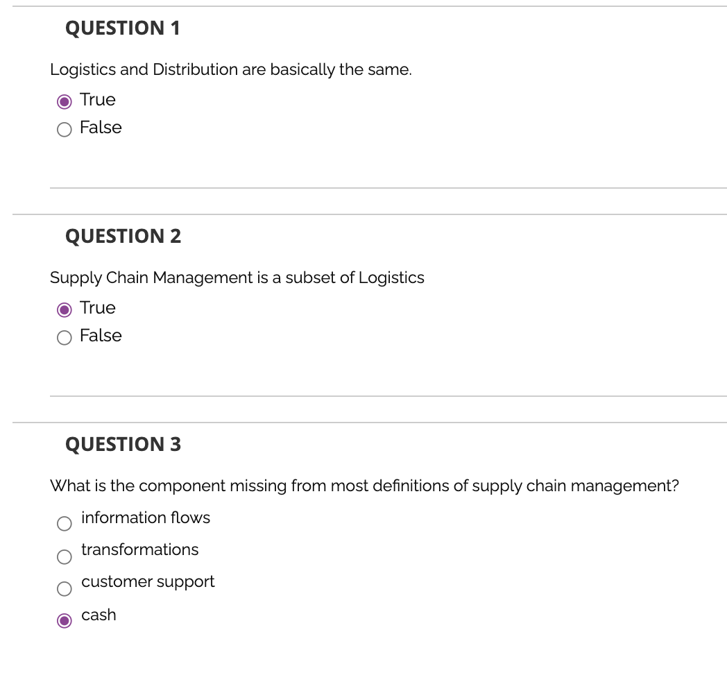 Solved QUESTION 1 Logistics And Distribution Are Basically | Chegg.com