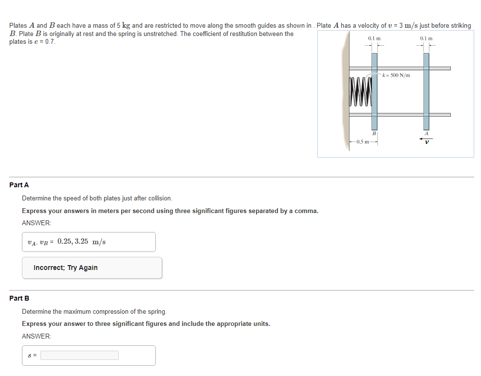 Solved Plates A And B Each Have A Mass Of 5 Kg And Are | Chegg.com