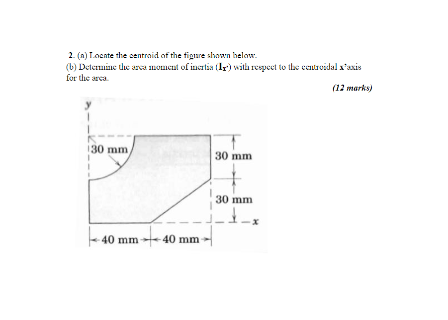 Solved 2. (a) Locate The Centroid Of The Figure Shown Below. 