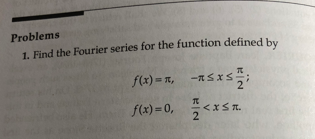 Solved Problems 1. Find The Fourier Series For The Function | Chegg.com