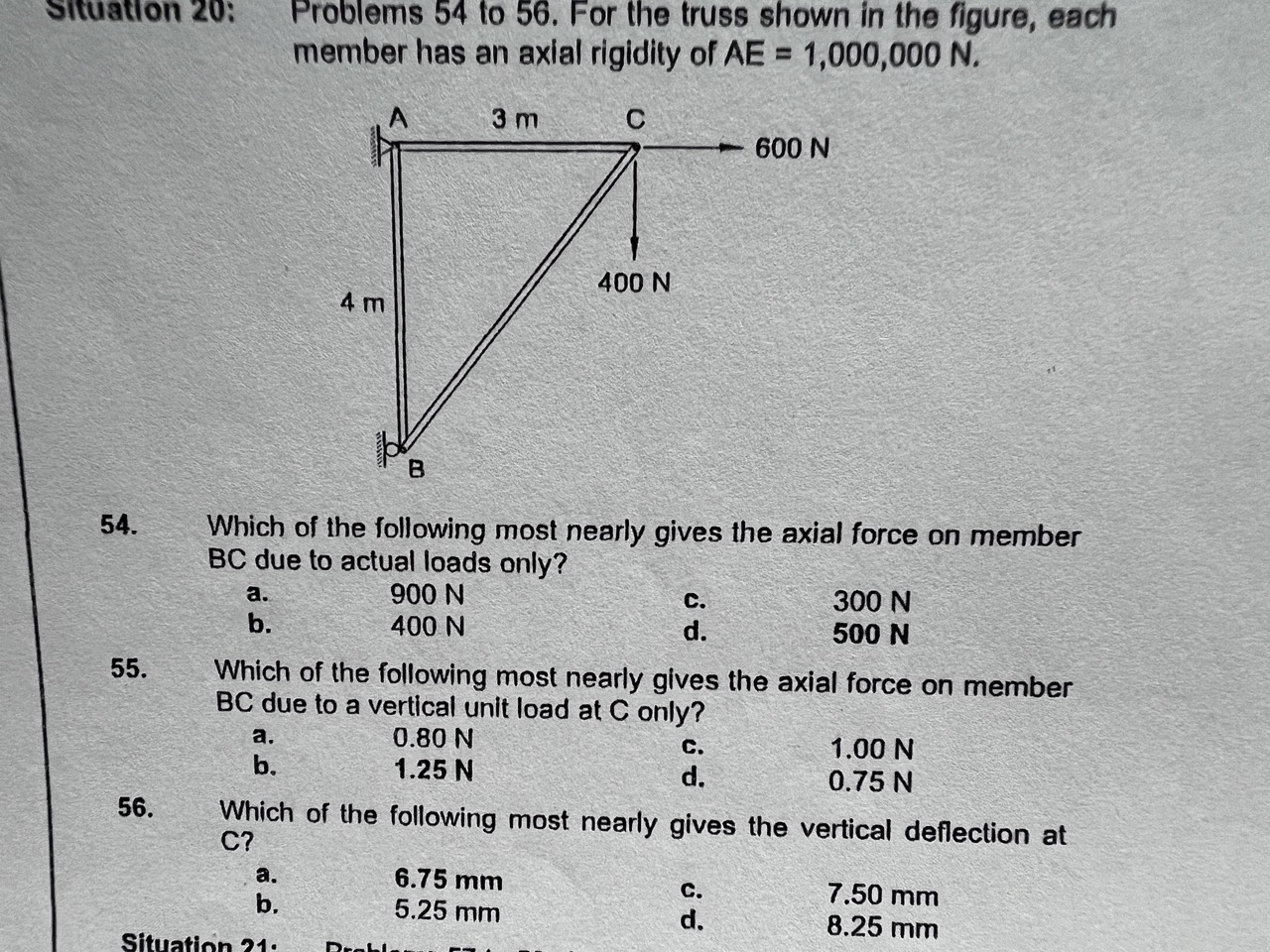 Solved iation 20: Problems 54 to 56 . For the truss shown in | Chegg.com