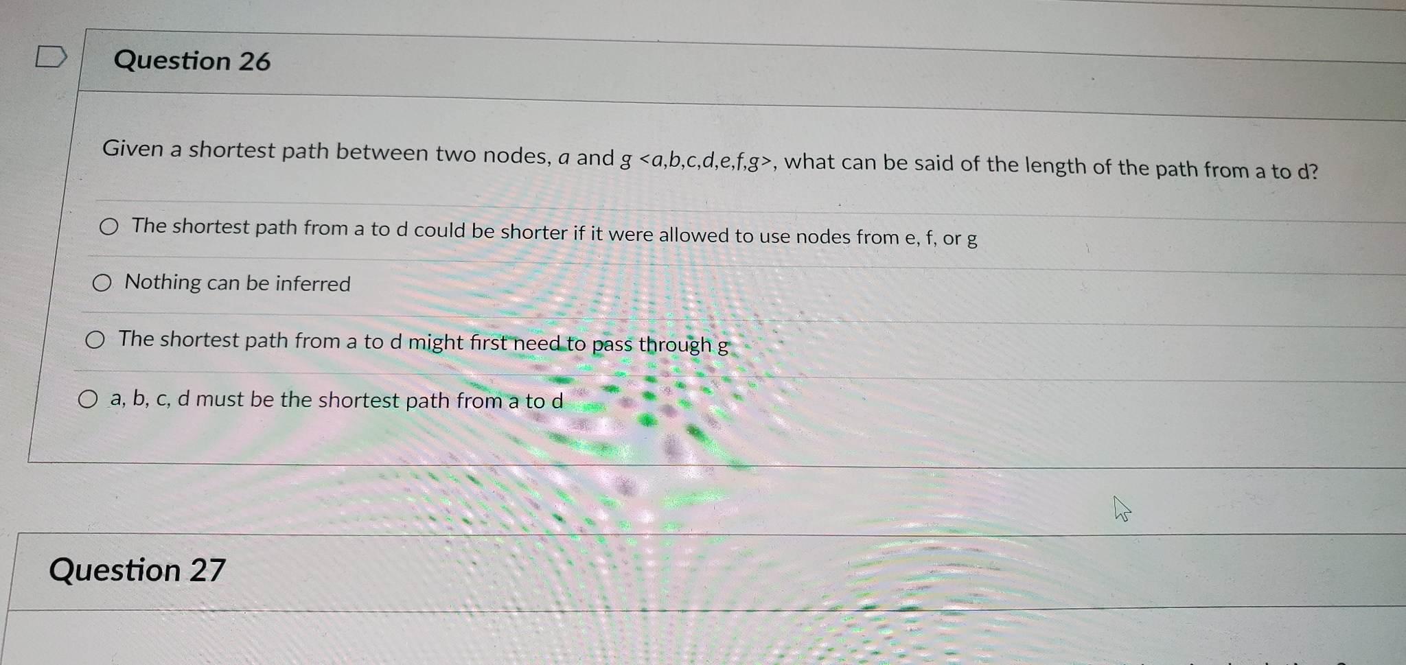 Solved Given a shortest path between two nodes, a and | Chegg.com