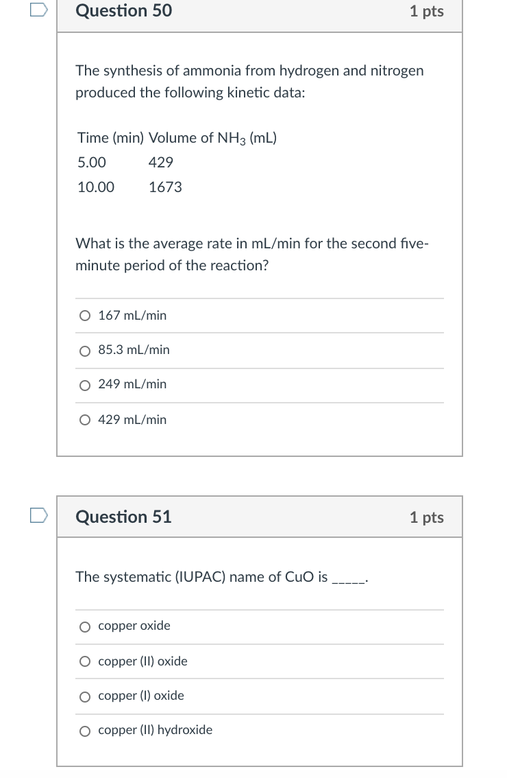 Solved Question 50 1 pts The synthesis of ammonia from | Chegg.com