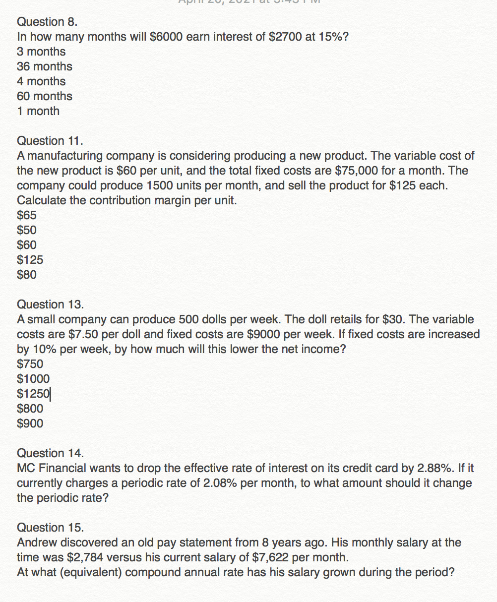 what is 8 of 3 months of 6000