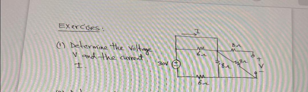 Solved (1) Determine the voltage V and the current ±. | Chegg.com