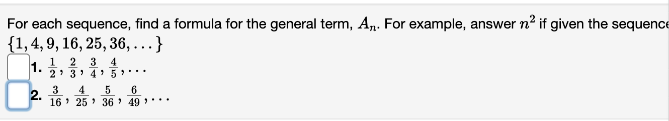 Solved For each sequence, find a formula for the general | Chegg.com