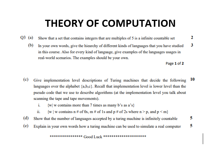 Solved THEORY OF COMPUTATION 2 3 Q3 (a) Show That A Set That | Chegg.com