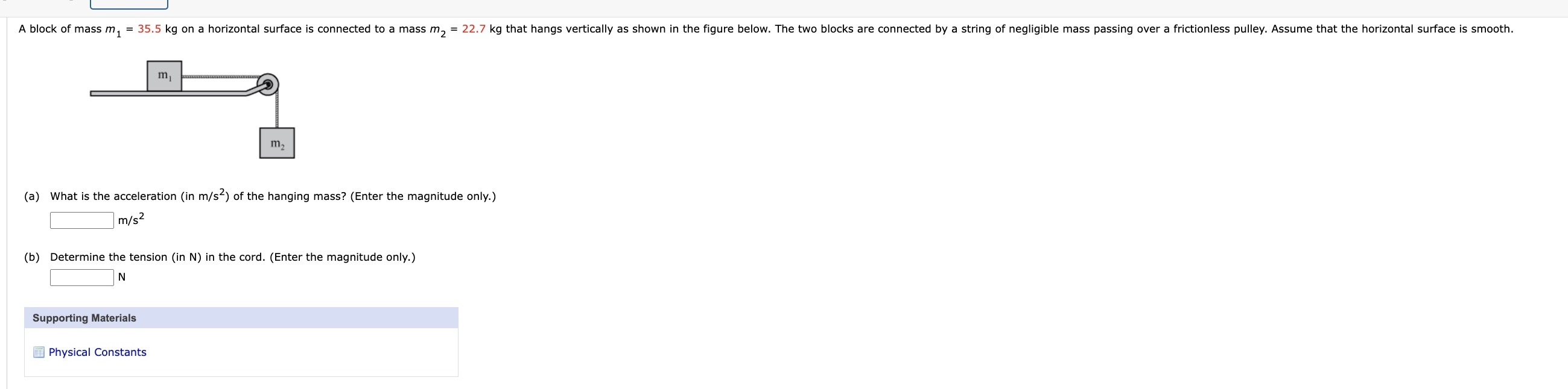 Solved (a) What is the acceleration (in m/s2 ) of the | Chegg.com