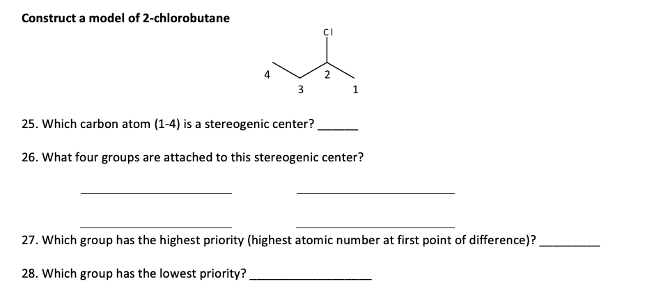 Solved 29. Construct Models Of R-2-chlorobutane And | Chegg.com