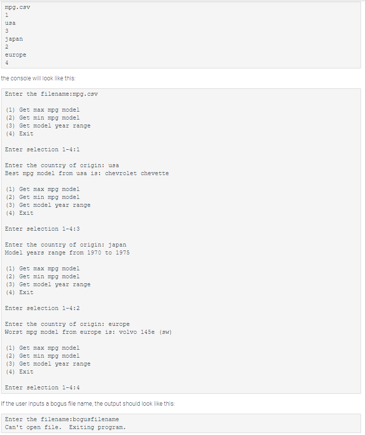 in python, the link of the mpg.csv files will be in | Chegg.com