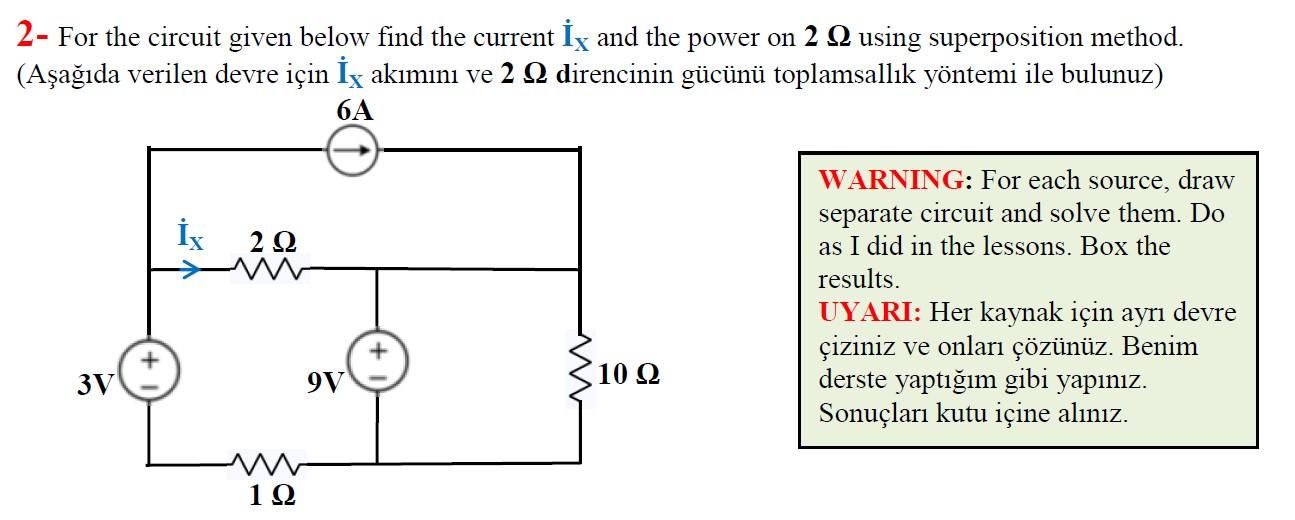 Solved 2- For The Circuit Given Below Find The Current İx | Chegg.com