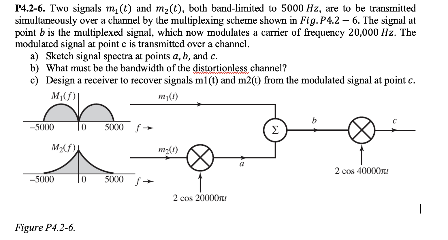 Solved P4.2-6. Two signals m1(t) and m2(t), both | Chegg.com