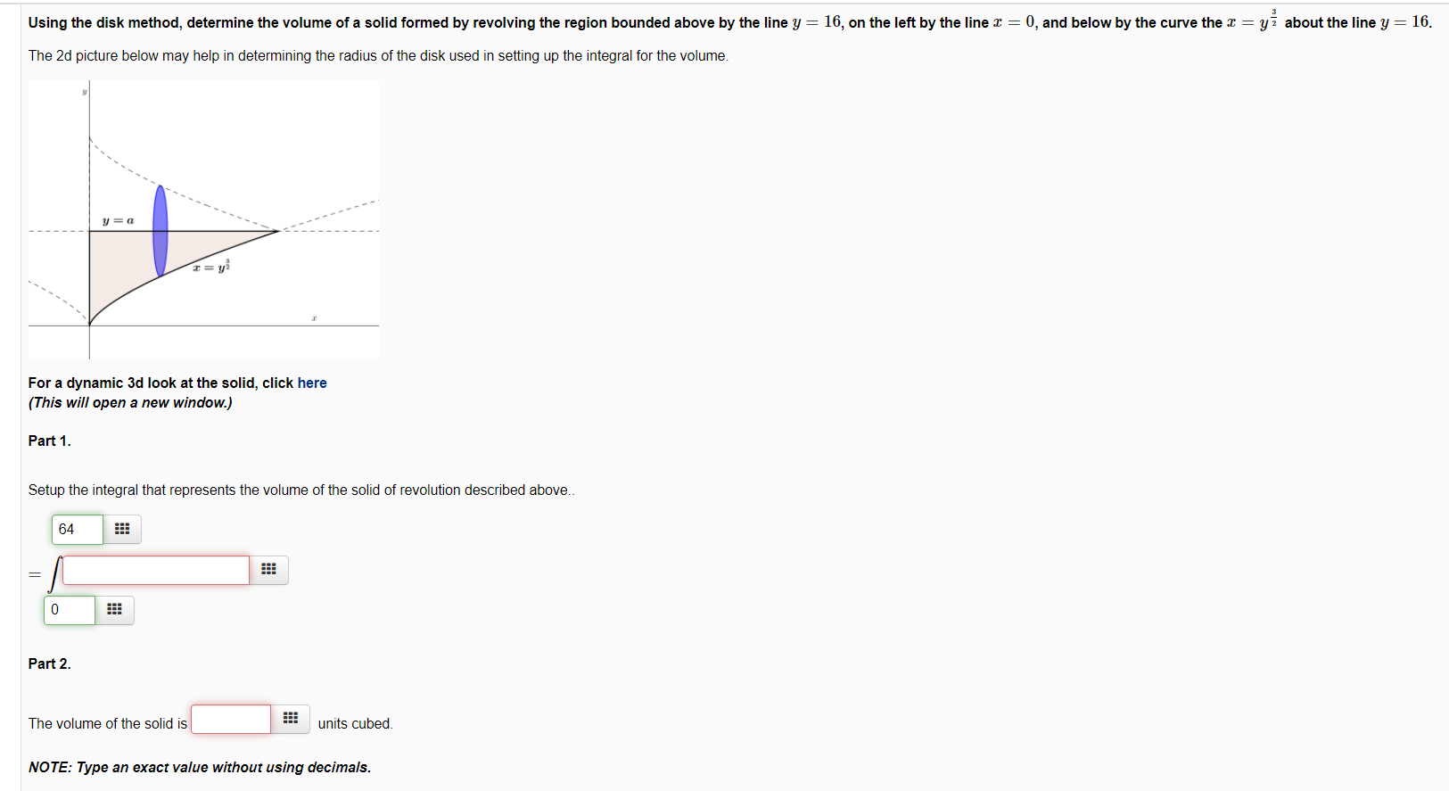 Solved Using The Disk Method, Determine The Volume Of A | Chegg.com