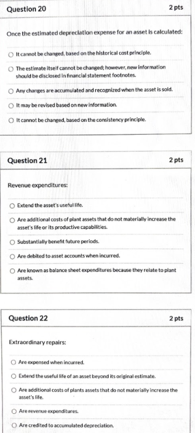 Solved Question 20 2 pts Once the estimated depreciation | Chegg.com
