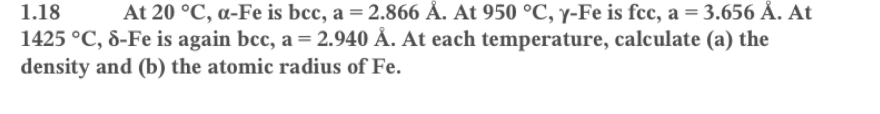 1 18 At C A Fe Is c A 2 866 A At 950 C Chegg Com