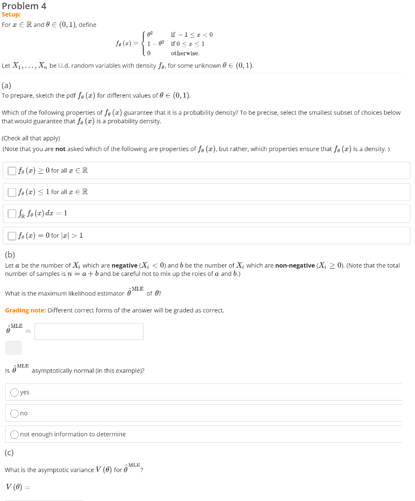 Solved Problem 4 Setup For X Er And 8 0 1 Define 02 Chegg Com