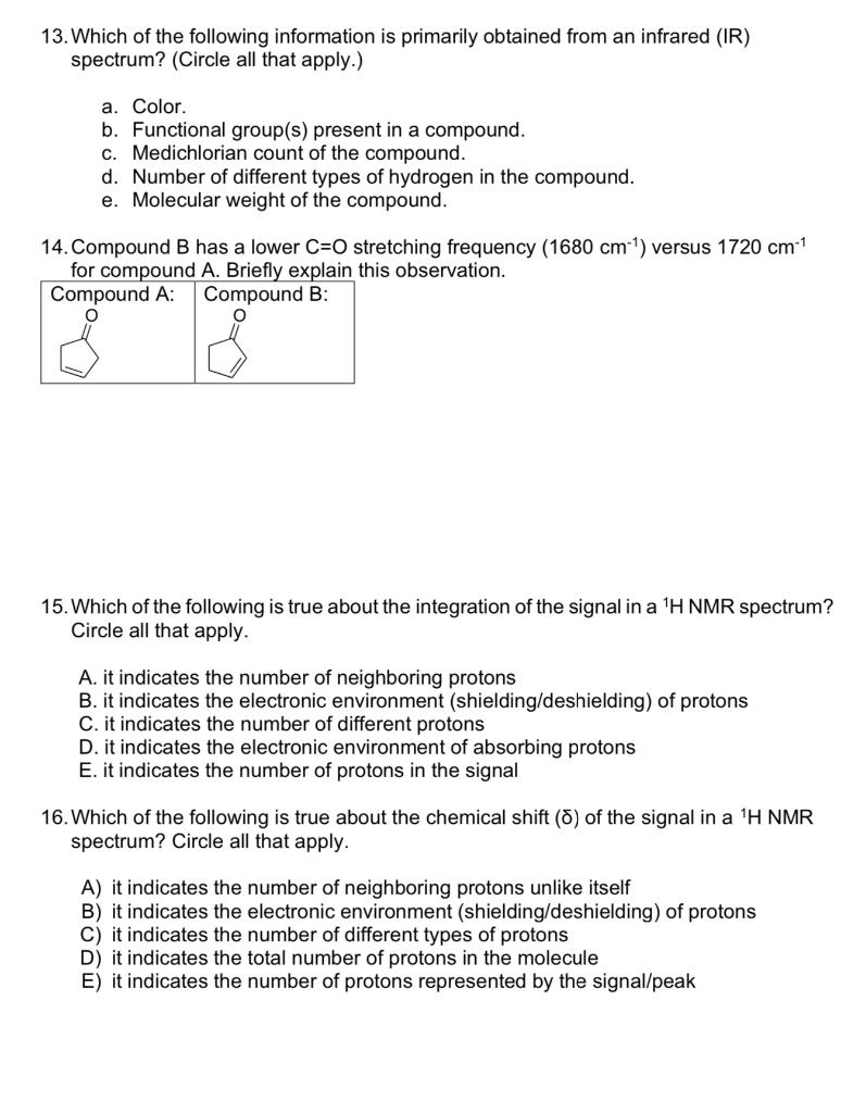 Solved 13. Which of the following information is primarily | Chegg.com