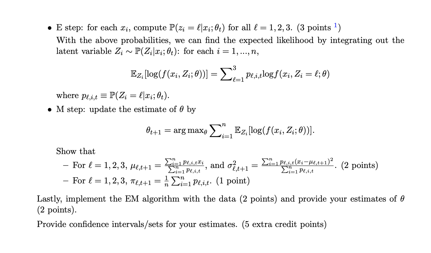 Solved (1) Plot a histogram of the data. (2 points) (2) Test | Chegg.com
