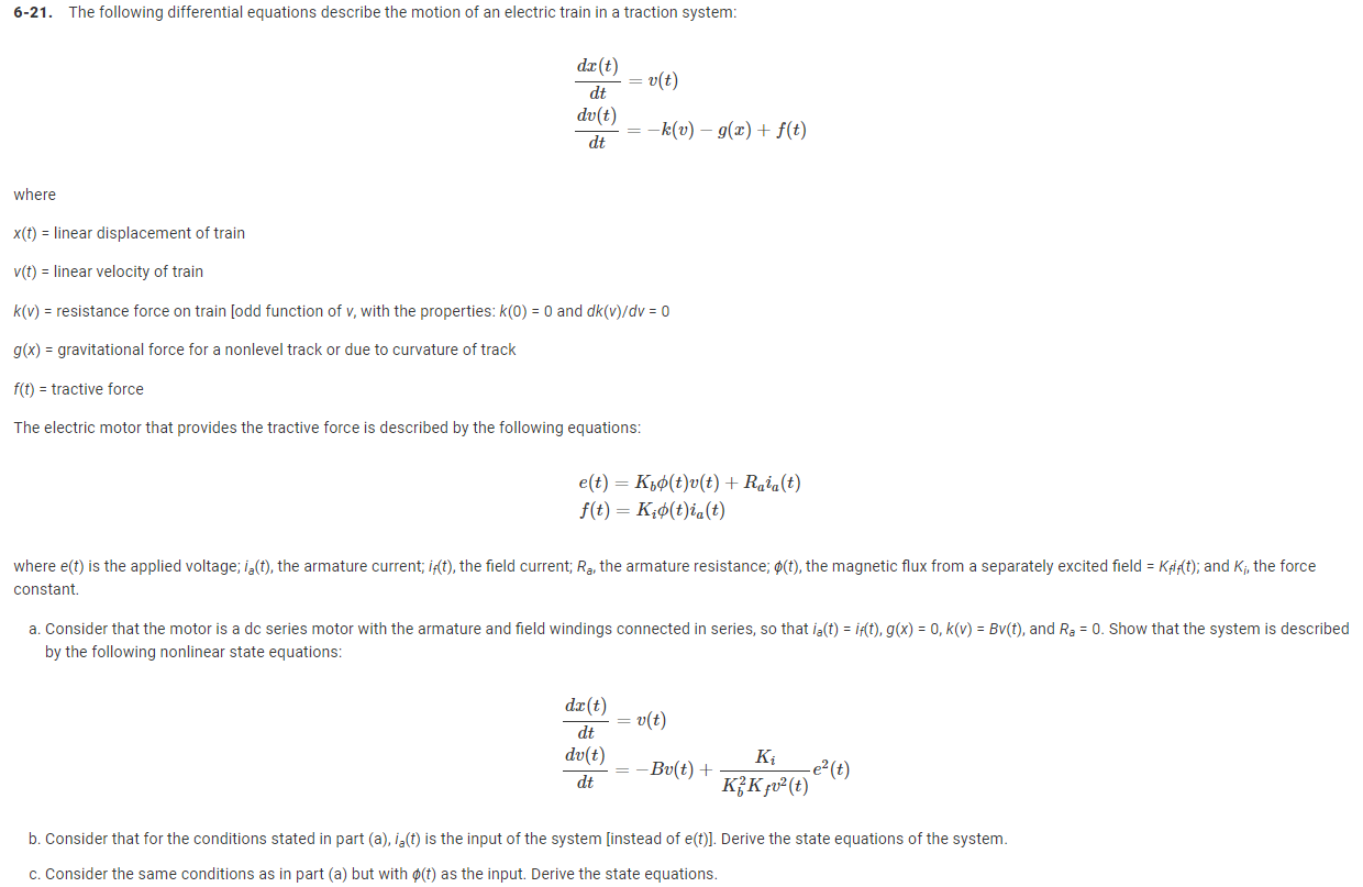 6 21 The Following Differential Equations Describ Chegg Com