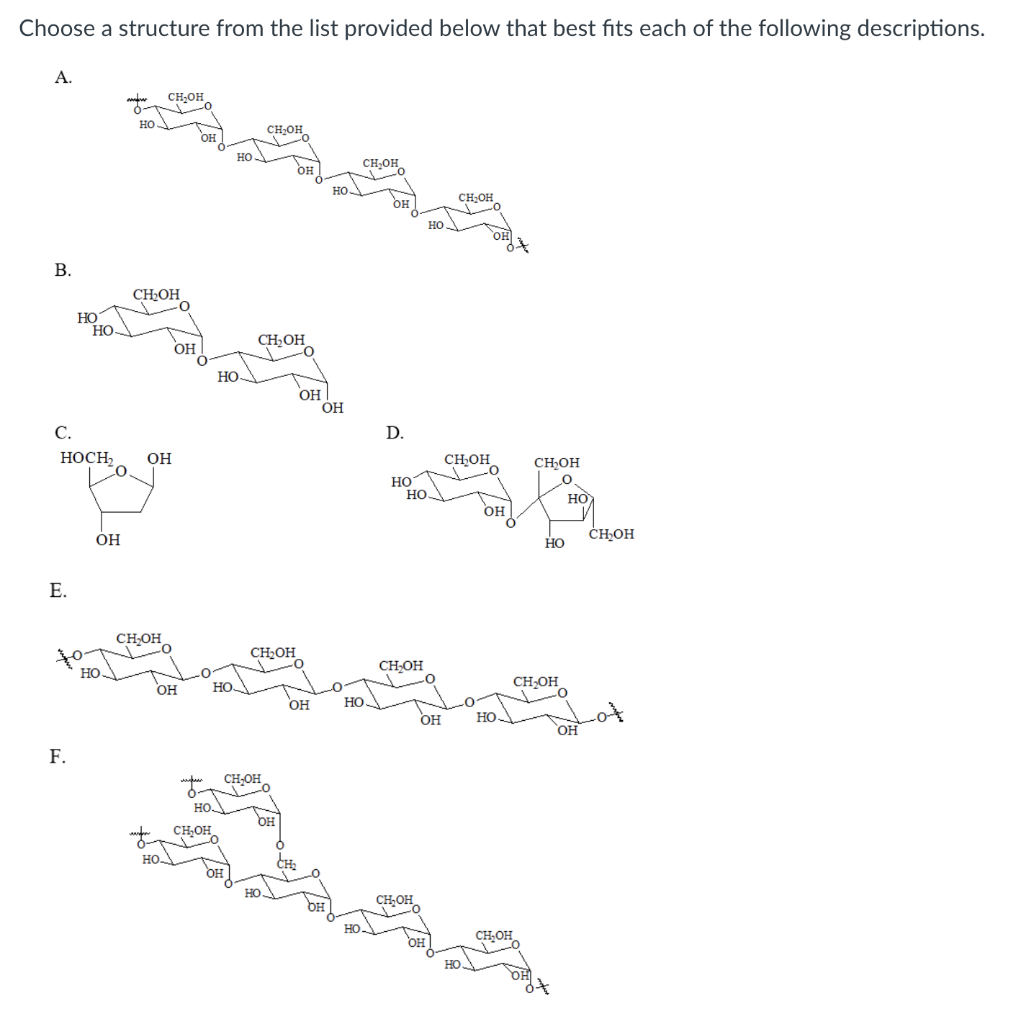 Solved Choose a structure from the list provided below that | Chegg.com