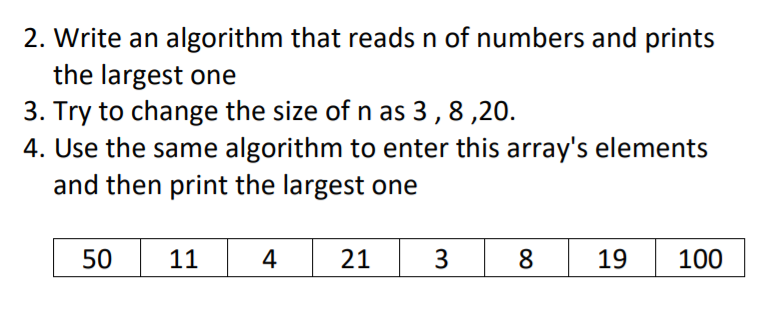 Solved 2. Write an algorithm that reads n of numbers and | Chegg.com