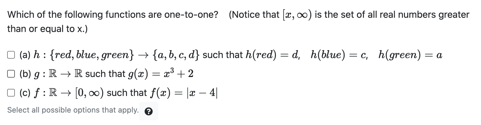 solved-which-of-the-following-functions-are-one-to-one-chegg