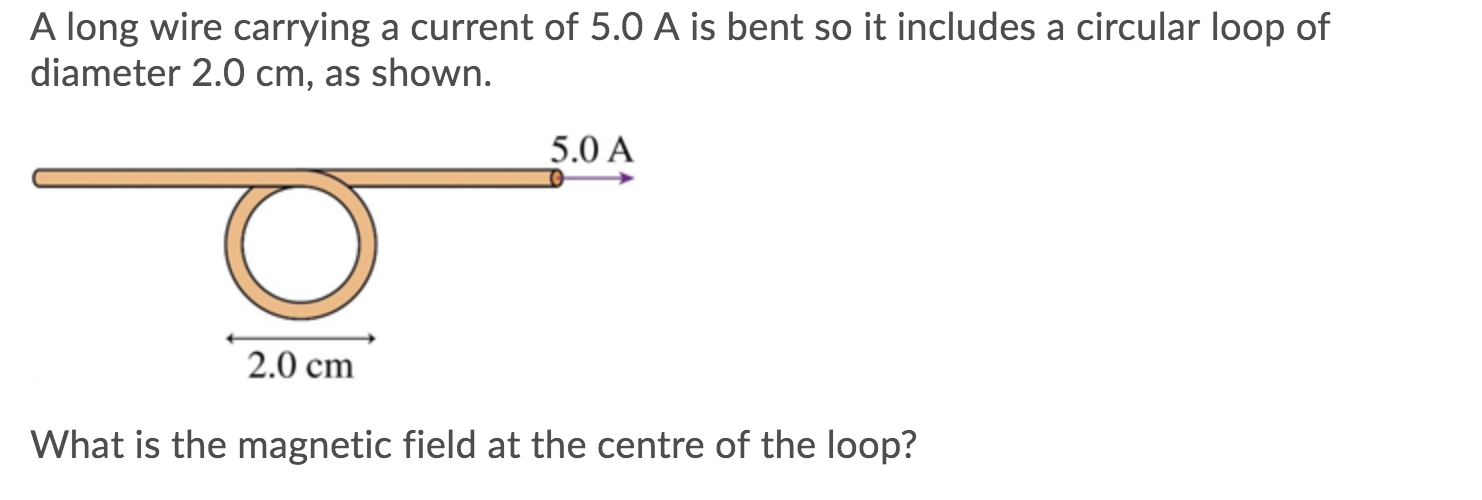 Solved A long wire carrying a current of 5.0 A is bent so it | Chegg.com