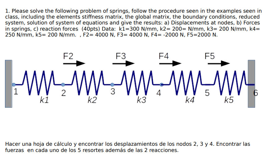 Solved 1. Please solve the following problem of springs, | Chegg.com